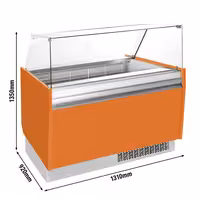 Ice Cream Display Freezer | LIAM - 1310mm - with LED lighting - for 10 x 5 litres Napoli pans - Static cooling - Orange