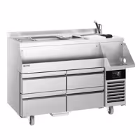 Stół chłodniczy barowy do koktajli i napojów – 1200 mm – 150 L – z 4 szufladami i gniazdem 230 V
