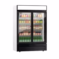 Frigorífico expositor de bebidas - 1295mm - 880L - com 2 portas de batente em vidro - com indicação/painel digital de temperatura - Preto