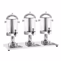 Commercial Juice Dispenser - 3x 7..5 Lİtres - Stainless Steel - with Ice Cylinders
