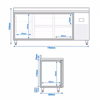 Aukstuma galds PREMIUM PLUS - 1960x600 mm - 385 l - ar 1 durvīm - ar 4 atvilktnēm - Ar apmali