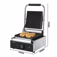 Elektrikli Izgara Tost Makinesi - 1,8kW - Alt ve Üst Oluklu - Pişirme Yüzeyi: 235x225mm