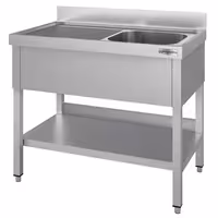 Sudoper ECO - 1000x700 mm - s donjom policom - s 1 koritom - korito desno - inox