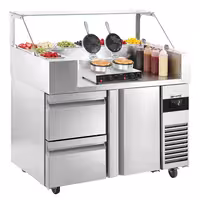 Pripremni rashladni pult - 1210x700 mm - 1 vrata i 2 ladice - za 9x GN 1/6 - uklj. Aparat za vafle – dvostruki