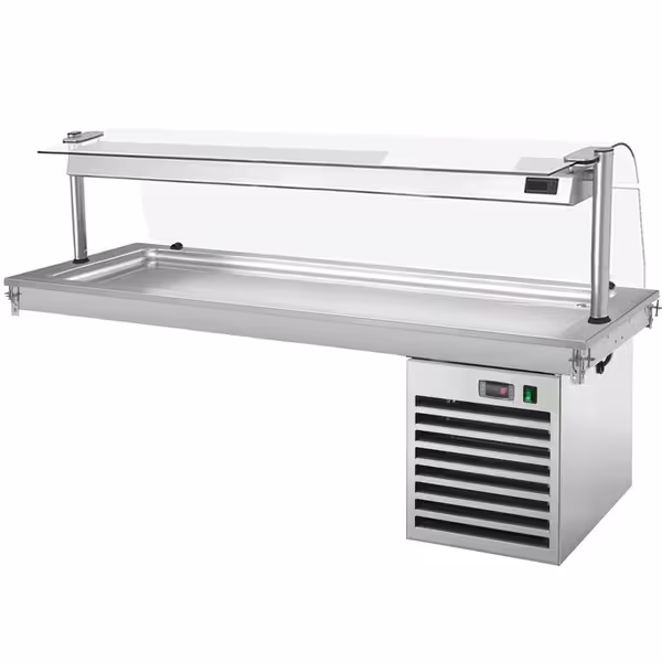 Ugradbena rashladna ploča (drop‑in) - 2110 mm - 6x GN 1/1 - +2 do +8 °C - 700 W - sa zaštitnim staklom | GN rashladna ploča - GN 1/1 - inox