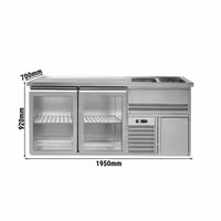 Direct Draw Beer Dispenser / Kegerator PREMIUM – 2-Door – 2 Right Sinks, Glass Doors – 1950×700 mm