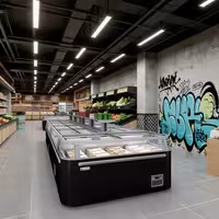 Kabinet zamrzivača za supermarket – gornji dio – 1850 mm – 523 litre – s 2 klizna vrata – crna