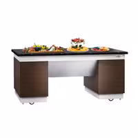 Buffet neutro DUBLIN - piano di lavoro in granito nero - 2000x800x900 mm - nero - con ruote - mobile