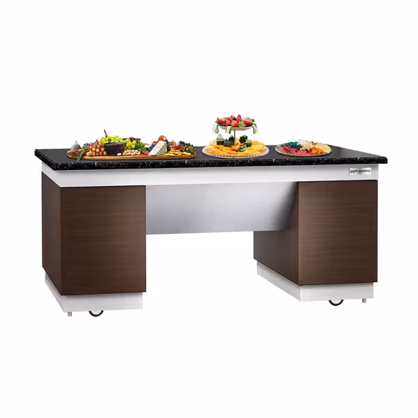 Buffet neutro DUBLIN - piano di lavoro in granito nero - 2000x800x900 mm - nero - con ruote - mobile