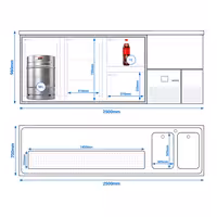 Pivski šank PREMIUM - 2500x700 mm - 2 Staklena vrata & 2 Staklene ladice