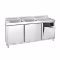 PREMIUM umivaonik – 1800 x 600 mm – s košem za smeće i 2 lijevo postavljena umivaonika