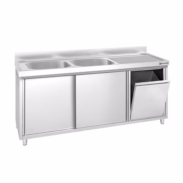 PREMIUM umivaonik – 1800 x 600 mm – s košem za smeće i 2 lijevo postavljena umivaonika