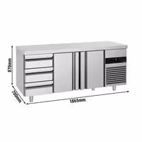 Commercial Counter Fridge PREMIUM - 1865x700mm - with 2 doors - 3 drawers - capacity 474 litres