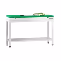 Table de travail inox PREMIUM - 1200 x 600 mm - avec tablette inférieure - incl. Planche à découper Verte