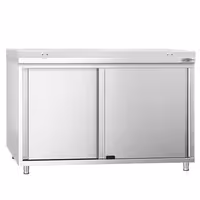 Arbetskåp i rostfritt stål PREMIUM - 1200x600 mm - med 2 skjutdörrar - inkl. skärbräda vit