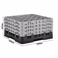 CAMBRO | CAMRACK® - Košara za pranje čaša 1/1 - 25 odjeljaka - Sa 4 produžetka - 500x500 mm - Crna boja