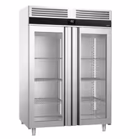 Szafa mroźnicza PREMIUM – stal nierdzewna – GN 2/1 – 1400 L – z 2 drzwiami szklanymi