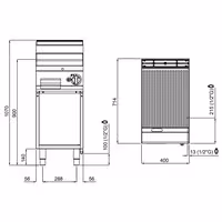 Plinski roštilj - 6,9 kW - Rebrasta - površina pečenja: 395x500 mm