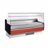 Serve Over Counter - 1935mm - front and sides glass, rear open - capacity 213 litres - red front panel