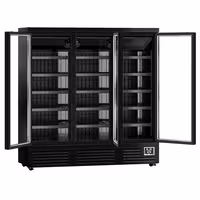 Commercial multideck display fridge - 1890mm - 1539L - with 3 double‑glazed hinged glass doors & 5 shelves - Black