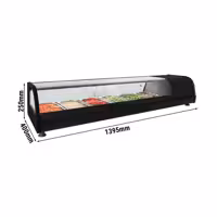 Witryna chłodnicza do tapas PREMIUM – 1395 x 400 x 250 mm – 6x GN 1/3 – od +4 do +8 °C