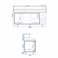 Pizzapult PREMIUM PLUS - 1980x700 mm - 2 ajtó + 2 fiók - feltéthűtővel - 9x GN 1/4 - gránit munkalappal