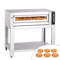 Electric Deck Pizza Oven - Single Deck - Refractory Stone Deck - 6 x Ø 30cm (12") - Mechanical Controls - up to 450°C - incl. Base frame