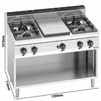 Plinski štednjak s ravnom pločom - 28 kW - 4 plamenika - linija 700