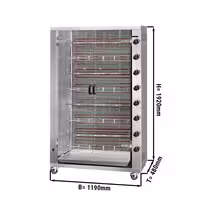 Električni rotacijski samostojeći Roštilj za piletinu - 38,4 kW - s 8 ražnjeva - do 48 pilića