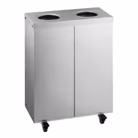 Ecoponto - Módulo de encastre - 2 compartimentos de 25L cada - 500x720x250mm - com rodas - 2 rodas com travão, recipientes interiores amovíveis, conjunto de autocolantes para Papel/Plástico/Indiferenciados/Biorresíduos - Aço inoxidável
