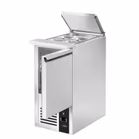 Pult za pripremu salate PREMIUM - 450 mm - 1 vrata - s ugradnim ležištem za GN 1/1 i poklopac od nehrđajućeg čelika