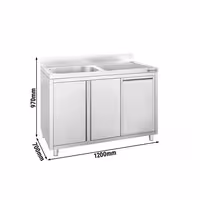 Sudoper s ormarićem ECO - inox - 1200 x 700 mm - s košem za otpatke - s 1 koritom - korito lijevo