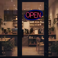 LED Illuminated Sign – OPEN – Dimmable – Blue & Pink