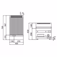 Elektriline plaatgrill - soonega - 8 kW - Küpsetuspind 395x535 mm - sh aluskapp 1 uksega