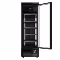 Commercial multideck display freezer - 630mm - 443L - with 1 double‑glazed hinged glass door & 5 shelves - Black