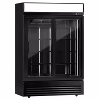 Commercial Beverage Display Fridge with Illuminated Canopy - 1295mm - 880 Litres - with 2 sliding glass doors - LED lighting - digital controller with temperature display - Black - Temperature range 2 to 8 °C