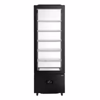 4-Sided Glass Display Fridge - 402L - 590mm - Double glazing - square - with 5 shelves - 1 hinged glass door
