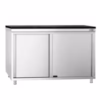 خزانة عمل من الفولاذ المقاوم للصدأ طراز PREMIUM - 1200 × 800 مم - بباب منزلق - تشمل سطح عمل من الجرانيت