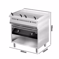 Grill à eau à gaz professionnel - 22kW - sur pied - 2 grilles de cuisson - grilles de cuisson en fonte