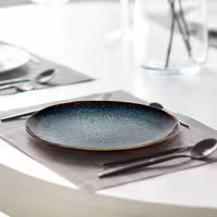 (6 pcs) ECCENTRIC | Plate - flat - Stoneware - Ø220mm - Petrol Blue