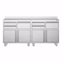 Radni ormarić – za aparat za kavu – 2000 x 600 mm – s 4 ladice, 4 vrata, 2 izvlačne ladice i zaštitnim prednjim rubom