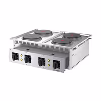 Elektriskā plīts - 10,4 kW 400 V - 4 plāksnes apaļi - iebūvējama - 800x765x265 mm