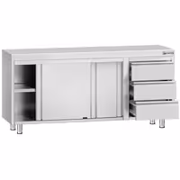 خزانة قاعدية ستانلس ستيل KOPENHAGEN ECO - 1800x700mm - وحدة أدراج 3 يسار/يمين، و2 أبواب مفصلية