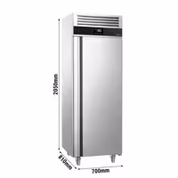 Commercial Upright Freezer Stainless steel PREMIUM - GN 2/1 - 700L - with 1 glass door - On castors - For UK