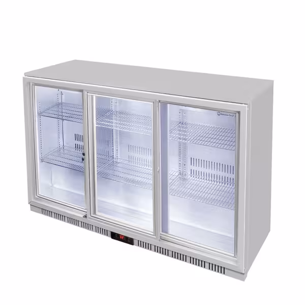 GASTRO-COOL | Barski hladnjak - 1350 mm - 312 litara - Sa 3 staklena klizna vrata - Srebrna boja