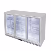 GASTRO-COOL | Barski hladnjak - 1350 mm - 312 litara - Sa 3 staklena klizna vrata - Srebrna boja