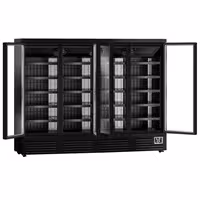 Commercial multideck display fridge - 2520mm - 1900L - with 4 hinged glass doors & 5 shelves - Black
