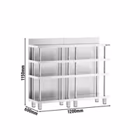Radna ploča za bar – nehrđajući čelik – 1200 x 600 mm – s 4 police
