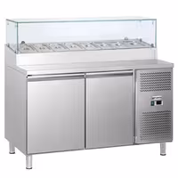 Stół przygotowawczy ECO – 1510 mm – z 2 drzwiami – z nadstawką szklaną na 8x GN 1/3