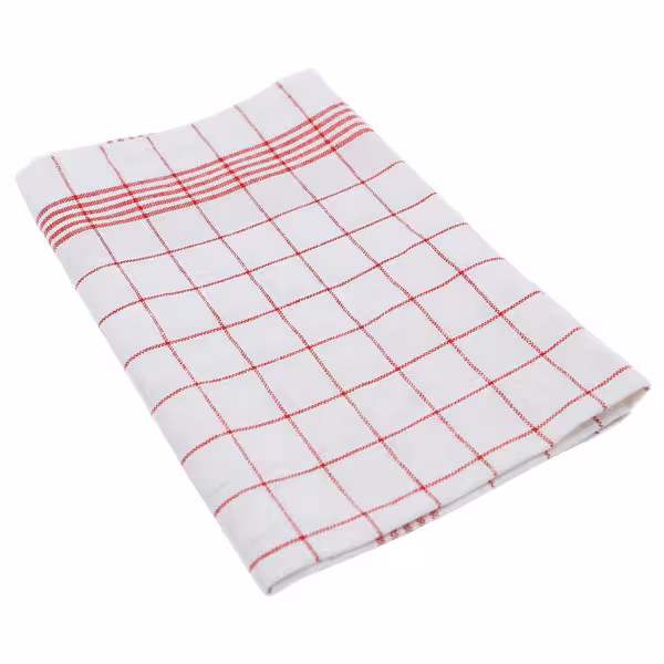 (200 unid) Panos de cozinha em Linho e algodão - lavável a 95°C; Profissional - 50x70cm - Vermelho aos quadrados